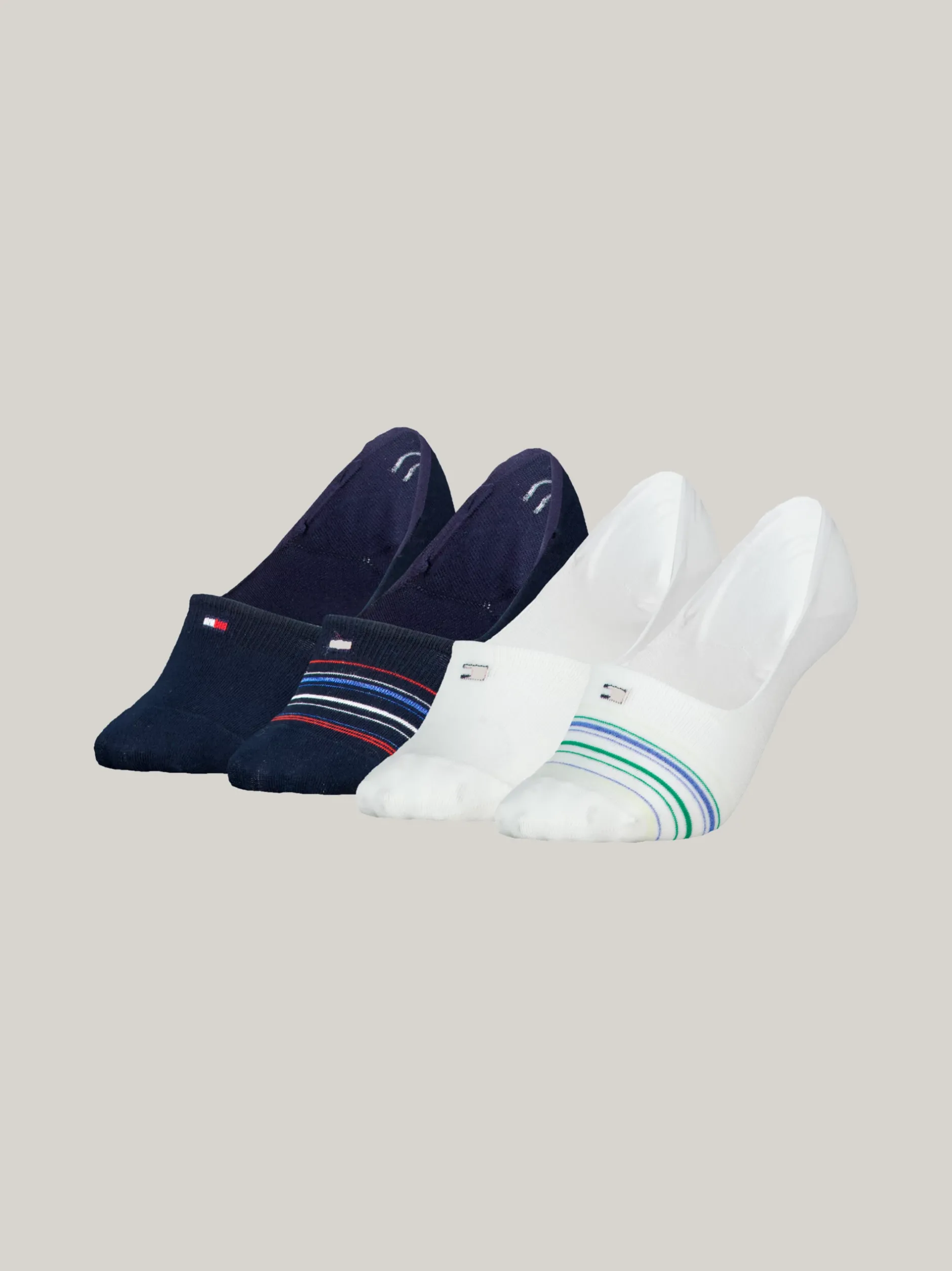 Skarpetki & Rajstopy*Tommy Hilfiger Zestaw 4 Par Metalicznych Skarpetek Stopek WHITE/NAVY