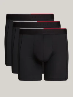 Bielizna*Tommy Hilfiger Zestaw 3 Par Obcisłych Bokserek Z Mikrofibry BLACK/ BLACK / BLACK
