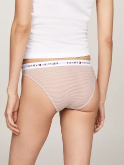 Figi|Bielizna*Tommy Hilfiger Zestaw 3 Par Siateczkowych Fig Z Logo Na Pasku WHITE/BLACK/BALANCED BEIGE