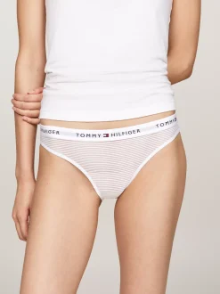 Figi|Bielizna*Tommy Hilfiger Zestaw 3 Par Siateczkowych Fig Z Logo Na Pasku WHITE/BLACK/BALANCED BEIGE