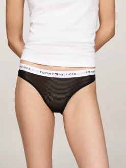 Figi|Bielizna*Tommy Hilfiger Zestaw 3 Par Siateczkowych Fig Z Logo Na Pasku WHITE/BLACK/BALANCED BEIGE