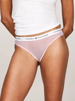 Figi|Bielizna*Tommy Hilfiger Zestaw 3 Par Siateczkowych Fig Z Logo Na Pasku PEARLY PINK/DEEP ROUGE/CRIMSON