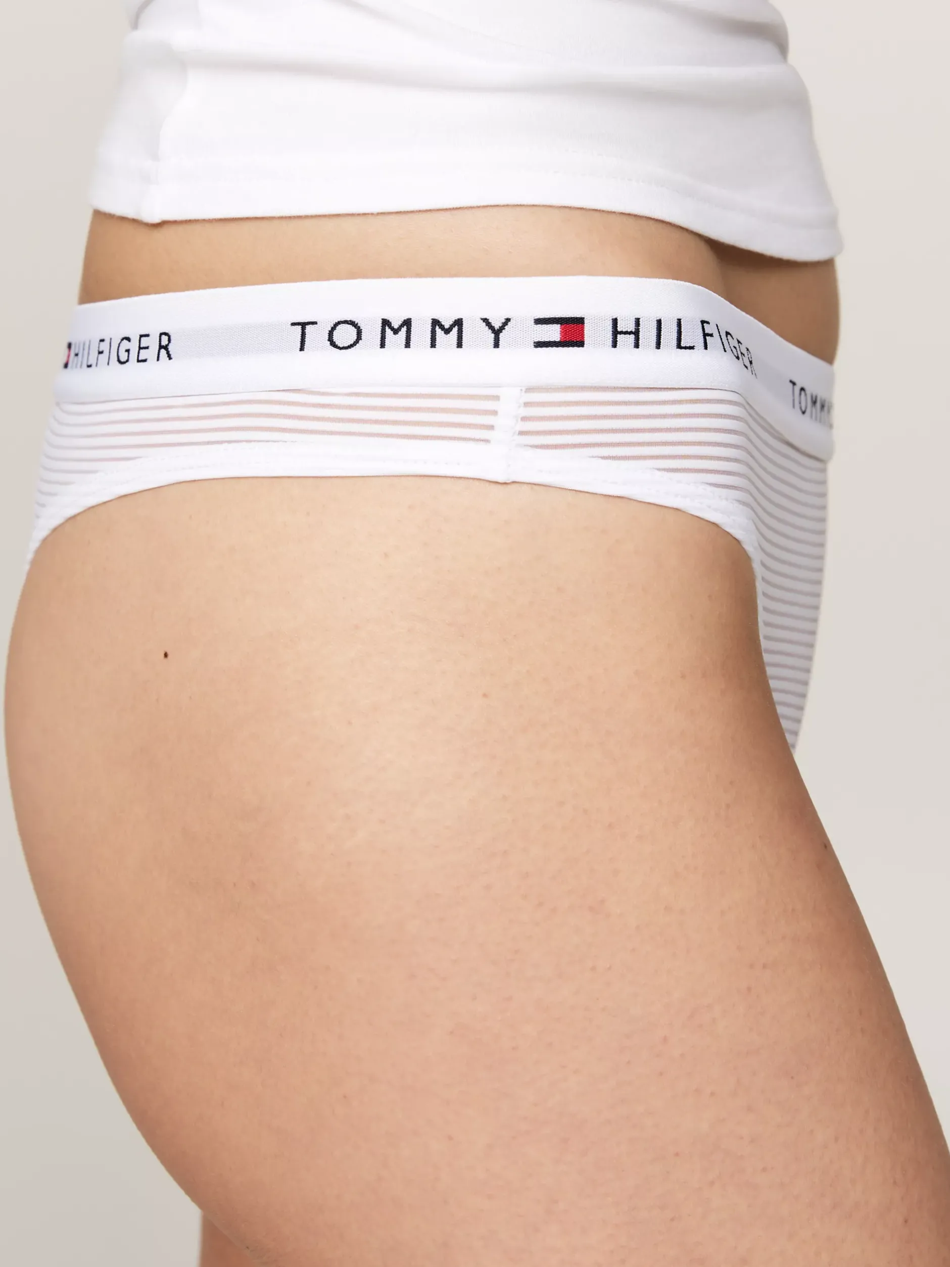 Figi|Bielizna*Tommy Hilfiger Zestaw 3 Par Siateczkowych Thongów Z Logo WHITE/BLACK/BALANCED BEIGE