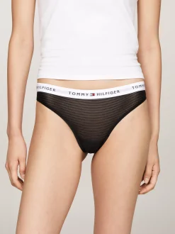 Figi|Bielizna*Tommy Hilfiger Zestaw 3 Par Siateczkowych Thongów Z Logo WHITE/BLACK/BALANCED BEIGE