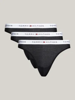 Figi|Bielizna*Tommy Hilfiger Zestaw 3 Par Siateczkowych Thongów Z Logo BLACK/ BLACK / BLACK