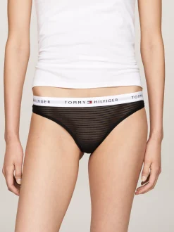 Figi|Bielizna*Tommy Hilfiger Zestaw 3 Par Siateczkowych Thongów Z Logo BLACK/ BLACK / BLACK