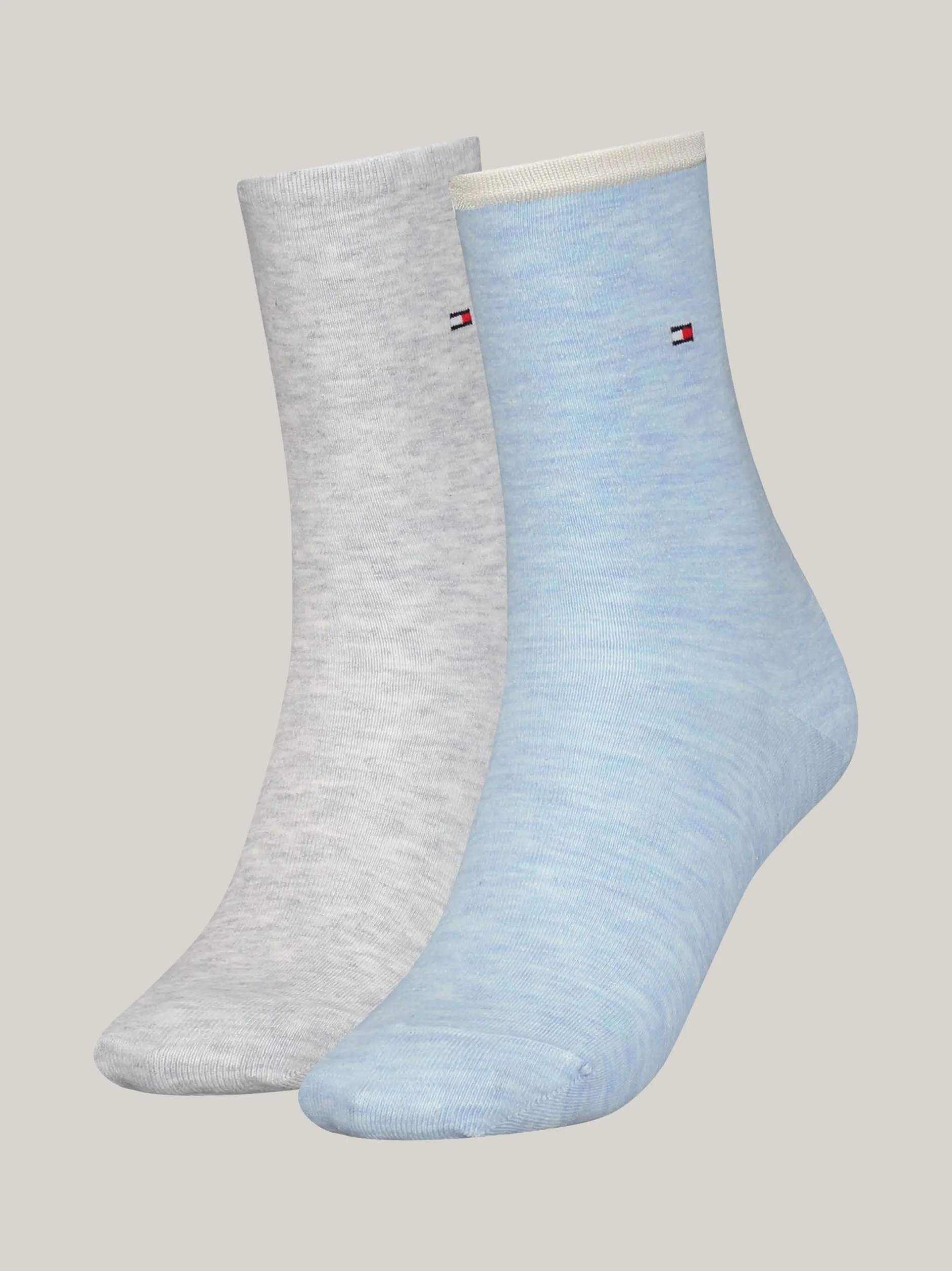 Skarpetki & Rajstopy*Tommy Hilfiger Zestaw 2 Par Skarpet Z Wyhaftowaną Flagą LIGHT BLUE MELANGE