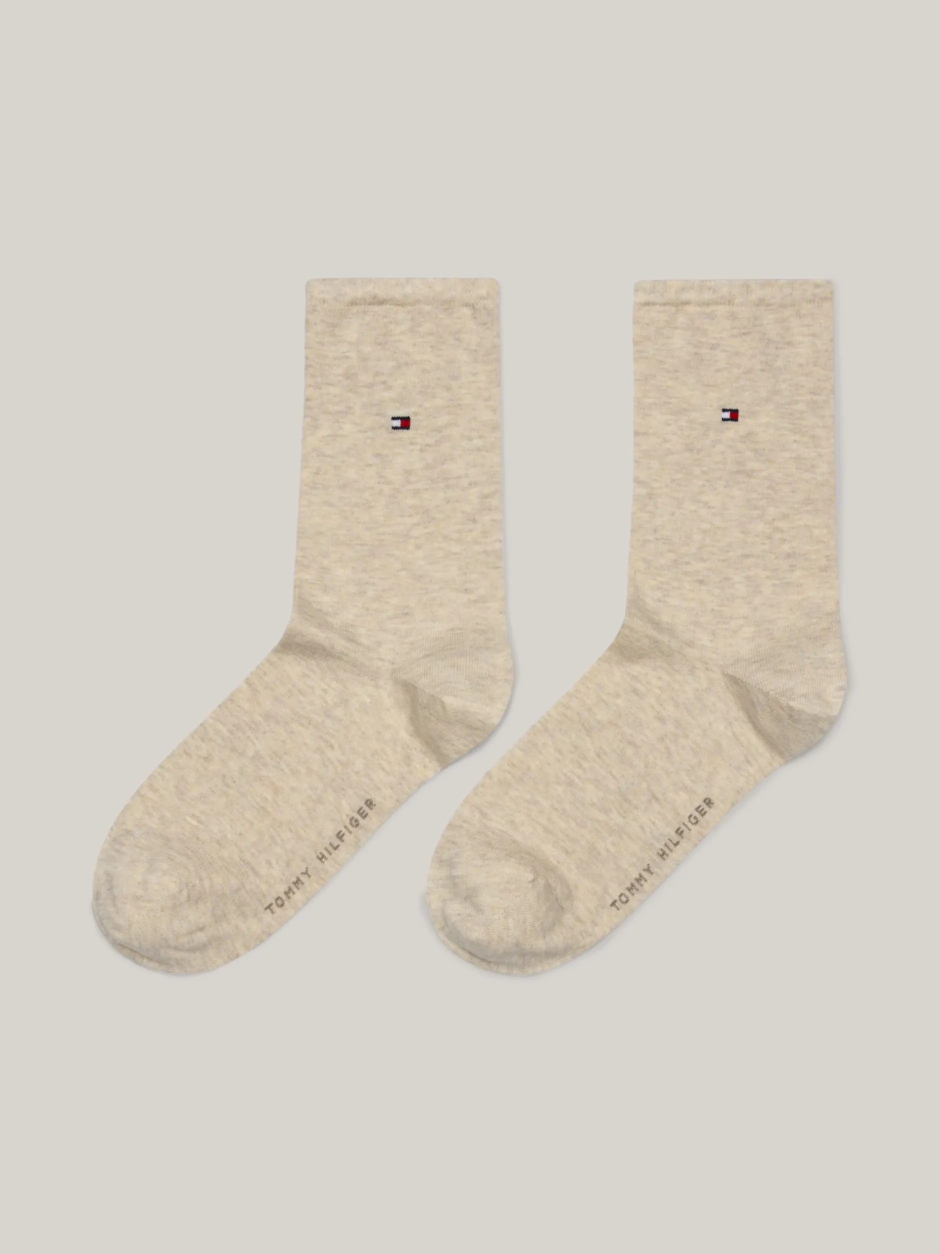 Skarpetki & Rajstopy*Tommy Hilfiger Zestaw 2 Par Skarpet Z Wyhaftowaną Flagą LIGHT BEIGE MELANGE