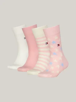 Bielizna & Skarpetki|Underwear & Socks*Tommy Hilfiger Zestaw 4 Par Skarpetek W Gwiazdki I Paski PINK COMBO