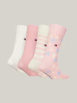 Bielizna & Skarpetki|Underwear & Socks*Tommy Hilfiger Zestaw 4 Par Skarpetek W Gwiazdki I Paski PINK COMBO