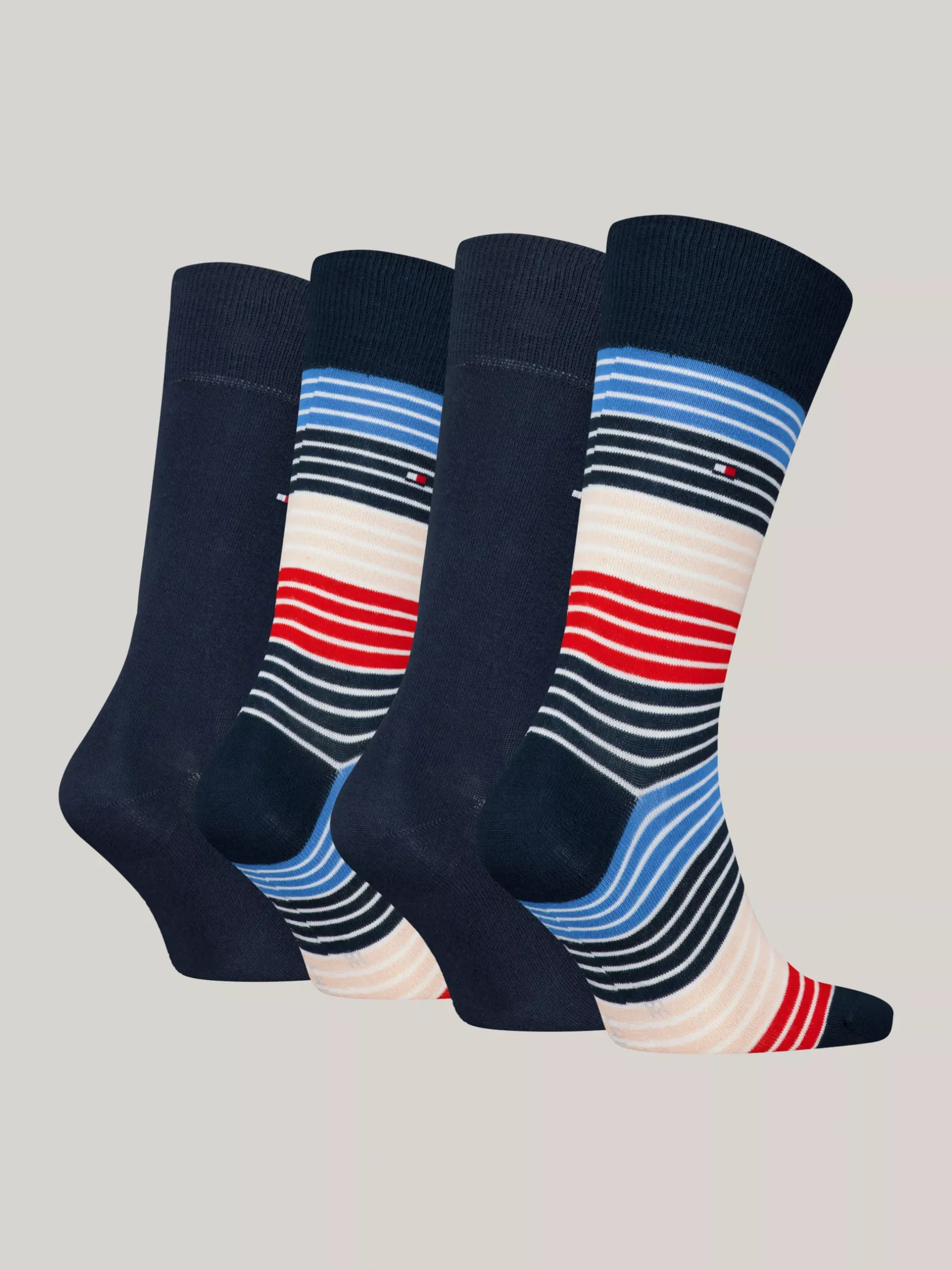 Skarpetki*Tommy Hilfiger Zestaw 4 Par Skarpetek W Kolorowe Paski NAVY BLUE