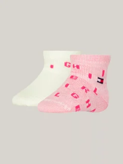 Bielizna & Skarpetki|Underwear & Socks*Tommy Hilfiger Zestaw 2 Par Skarpetek W Litery PINK COMBO
