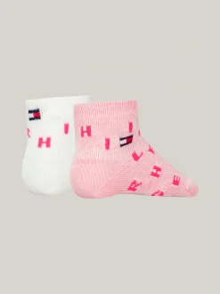 Bielizna & Skarpetki|Underwear & Socks*Tommy Hilfiger Zestaw 2 Par Skarpetek W Litery PINK COMBO