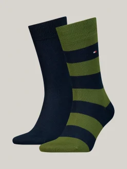 Skarpetki*Tommy Hilfiger Zestaw 2 Par Skarpetek W Paski Rugby ARMY GREEN