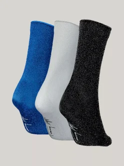 Skarpetki & Rajstopy*Tommy Hilfiger Zestaw 3 Par Skarpetek Z Błyszczącym Wykończeniem BLACK COMBO