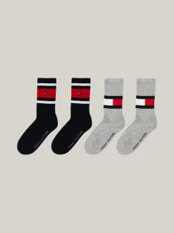 Bielizna & Skarpetki|Underwear & Socks*Tommy Hilfiger Zestaw 4 Par Skarpetek Z Motywem Flagi MIDDLE GREY BLUE