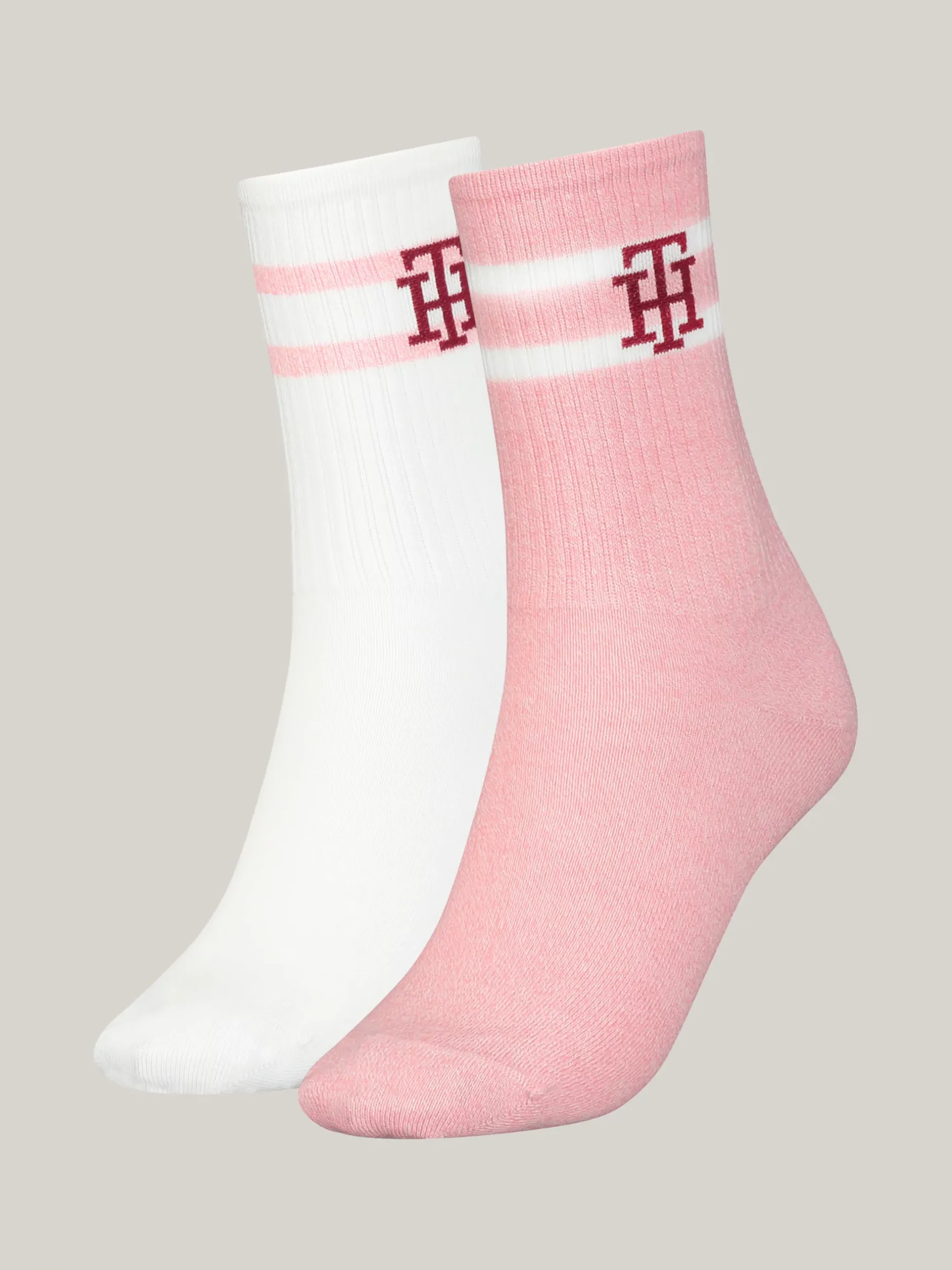 Skarpetki & Rajstopy*Tommy Hilfiger Zestaw 2 Par Skarpetek Z Monogramem TH PINK/WHITE
