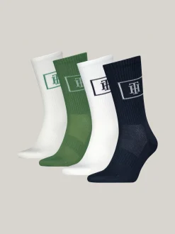 Skarpetki*Tommy Hilfiger Zestaw 4 Par Skarpetek Z Monogramem TH NAVY / GREEN