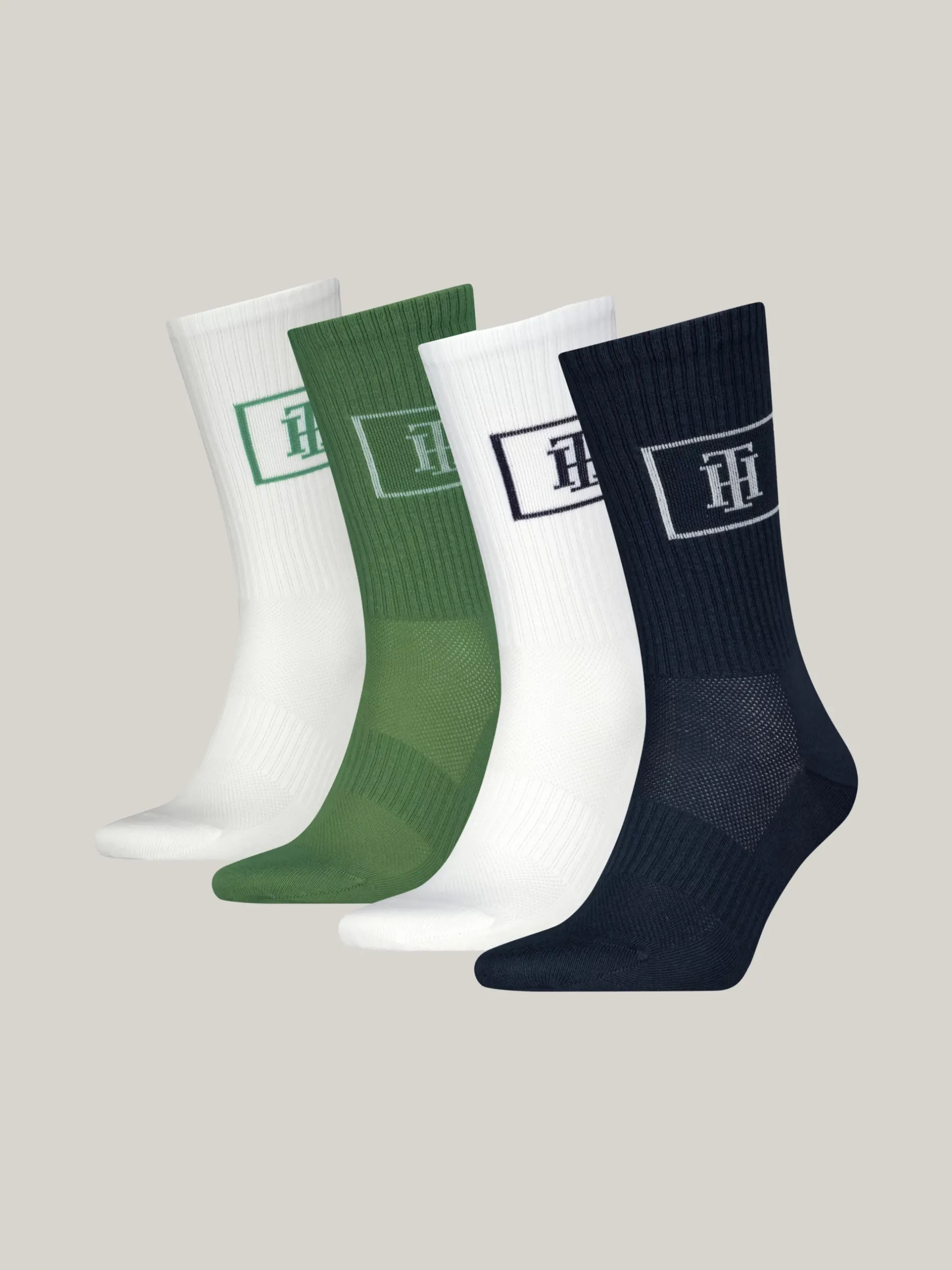 Skarpetki*Tommy Hilfiger Zestaw 4 Par Skarpetek Z Monogramem TH NAVY / GREEN