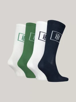 Skarpetki*Tommy Hilfiger Zestaw 4 Par Skarpetek Z Monogramem TH NAVY / GREEN