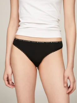 Figi|Bielizna*Tommy Hilfiger Zestaw 3 Par Thongów Z Kwiatową Koronką BLACK/ BLACK / BLACK