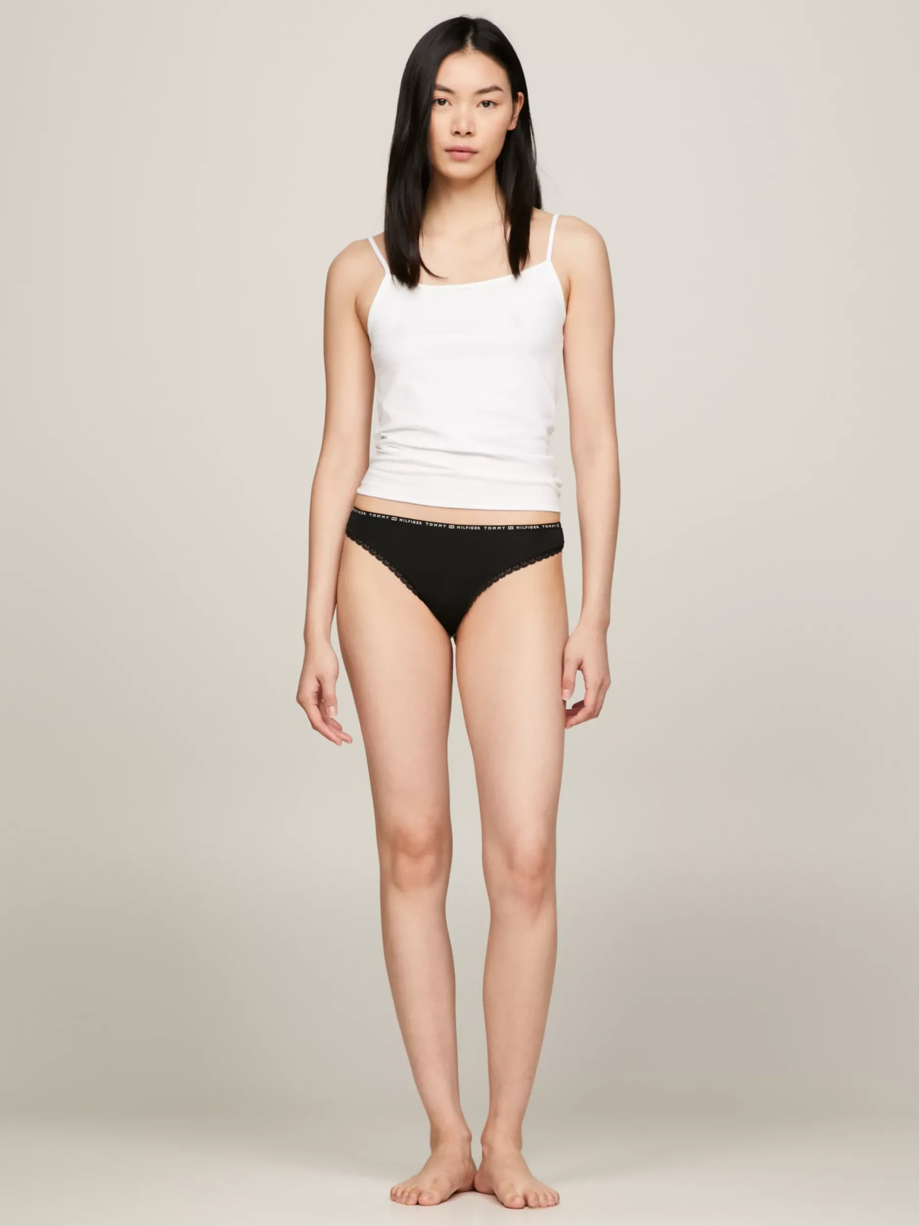 Figi|Bielizna*Tommy Hilfiger Zestaw 3 Par Thongów Z Kwiatową Koronką BLACK/ BLACK / BLACK