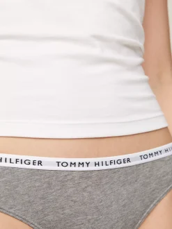 Figi|Bielizna*Tommy Hilfiger Zestaw 3 Par Thongów Z Logo Na Pasku MEDIUM GREY HTR/WHITE/BLACK