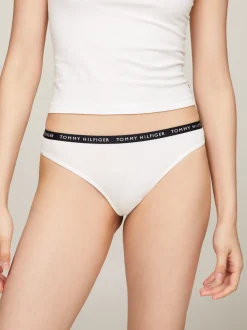 Figi|Bielizna*Tommy Hilfiger Zestaw 3 Par Thongów Z Logo Na Pasku MEDIUM GREY HTR/WHITE/BLACK