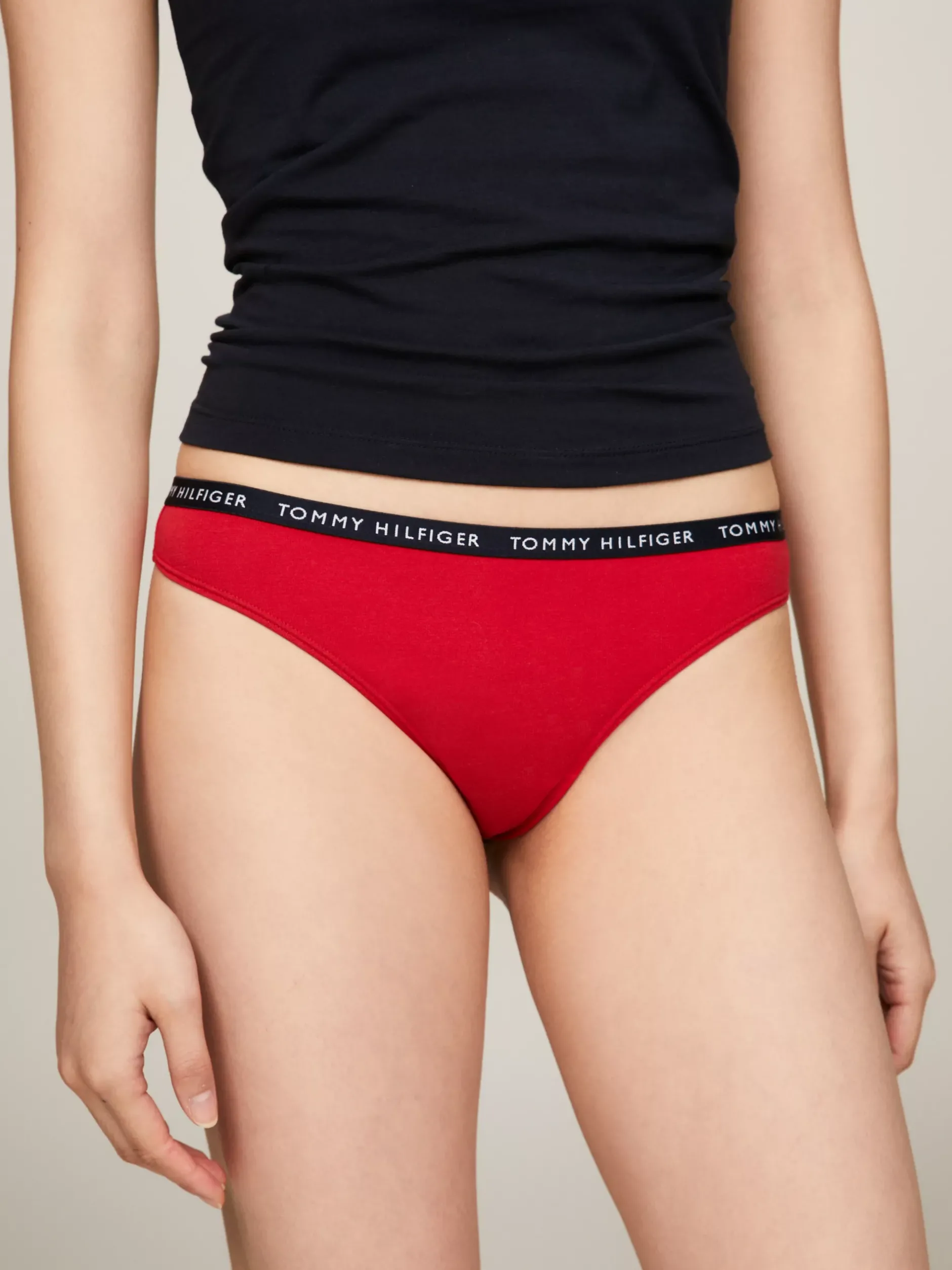 Figi|Bielizna*Tommy Hilfiger Zestaw 3 Par Thongów Z Logo Na Pasku WHITE/DESERT SKY/PRIMARY RED