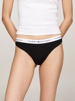 Figi|Bielizna*Tommy Hilfiger Zestaw 3 Par Thongów Z Logo Na Pasku WHITE/ BLACK/ GREY HEATHER