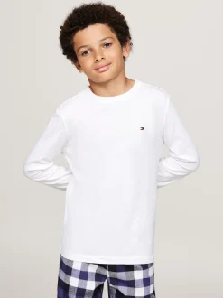 T-Shirty I Koszulki Polo|Underwear & Socks*Tommy Hilfiger Zestaw 2 T-shirtów Z Długim Rękawem I Flagą DESERT SKY/WHITE