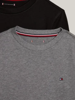 Underwear & Socks|T-Shirty I Koszulki Polo*Tommy Hilfiger Zestaw 2 T-shirtów Z Długim Rękawem I Flagą MEDIUM GREY HT/BLACK