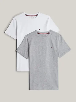 Bielizna & Skarpetki|Underwear & Socks*Tommy Hilfiger Zestaw 2 T-shirtów Z Flagą WHITE/LIGHT GREY HEATHER