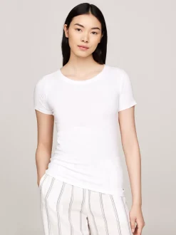 Stroje Domowe*Tommy Hilfiger Zestaw 2 T-shirtów Z Wyhaftowaną Flagą WHITE/ DESERT SKY