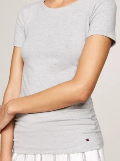 Stroje Domowe*Tommy Hilfiger Zestaw 2 T-shirtów Z Wyhaftowaną Flagą WHITE/LIGHT GREY HEATHER