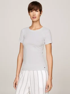 Stroje Domowe*Tommy Hilfiger Zestaw 2 T-shirtów Z Wyhaftowaną Flagą WHITE/LIGHT GREY HEATHER