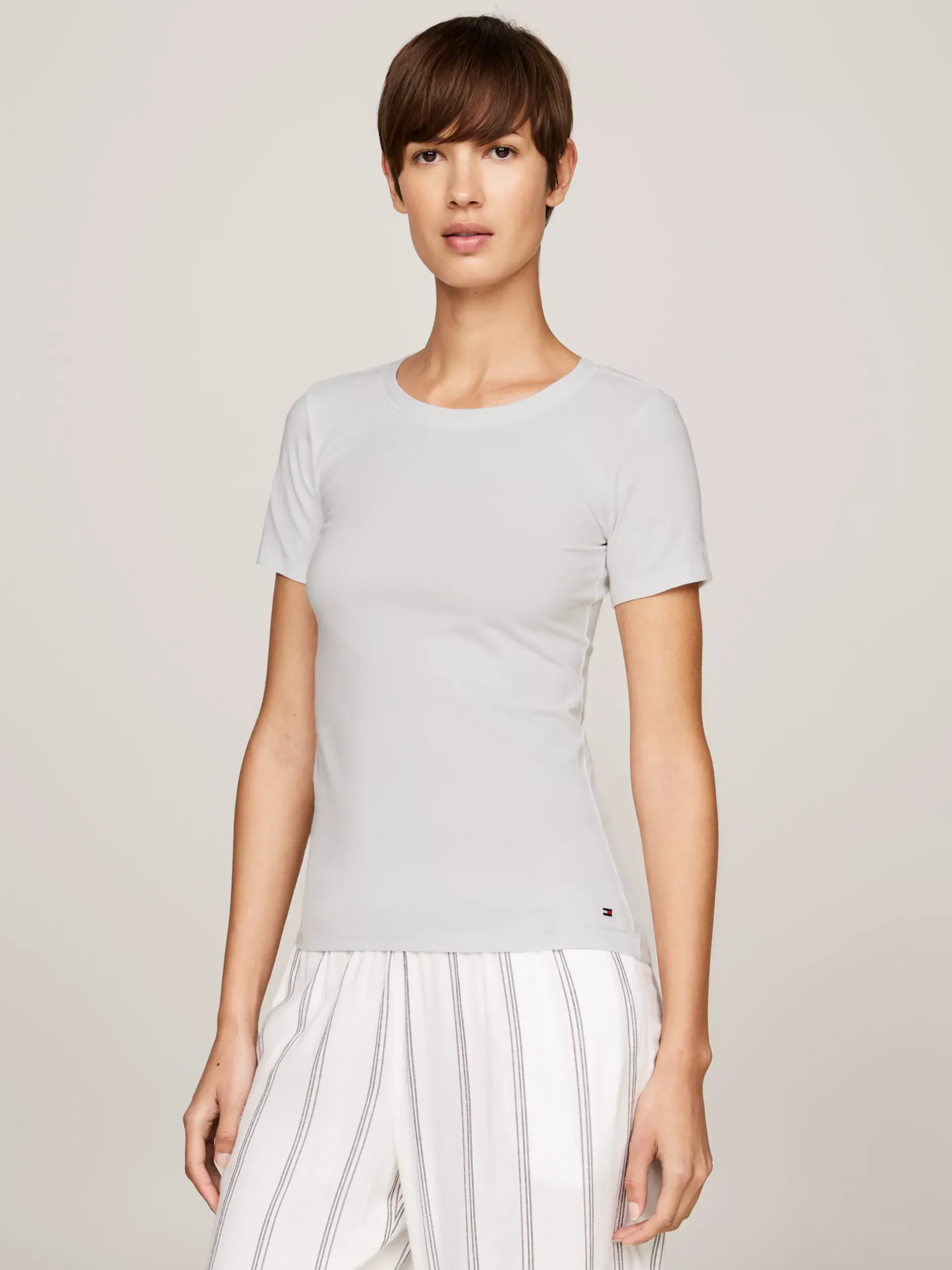 Stroje Domowe*Tommy Hilfiger Zestaw 2 T-shirtów Z Wyhaftowaną Flagą WHITE/LIGHT GREY HEATHER