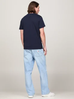 T-Shirty*Tommy Hilfiger Zestaw 2 Wąskich T-shirtów Z Flagą Tommy Jeans BLACK / DARK NIGHT NAVY