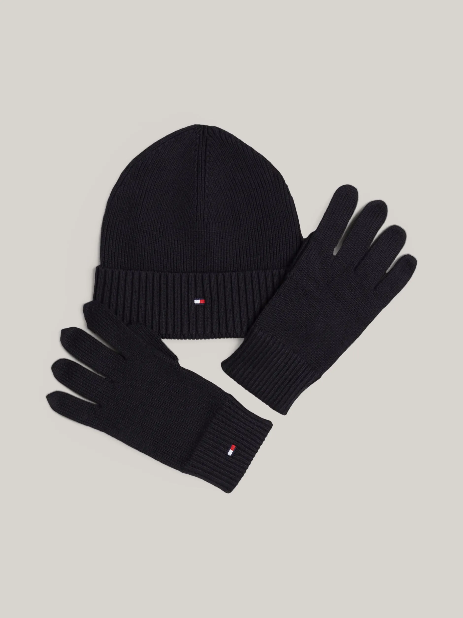 Czapki I Szaliki*Tommy Hilfiger Zestaw: Czapka Beanie I Rękawiczki Z Kaszmirem BLACK
