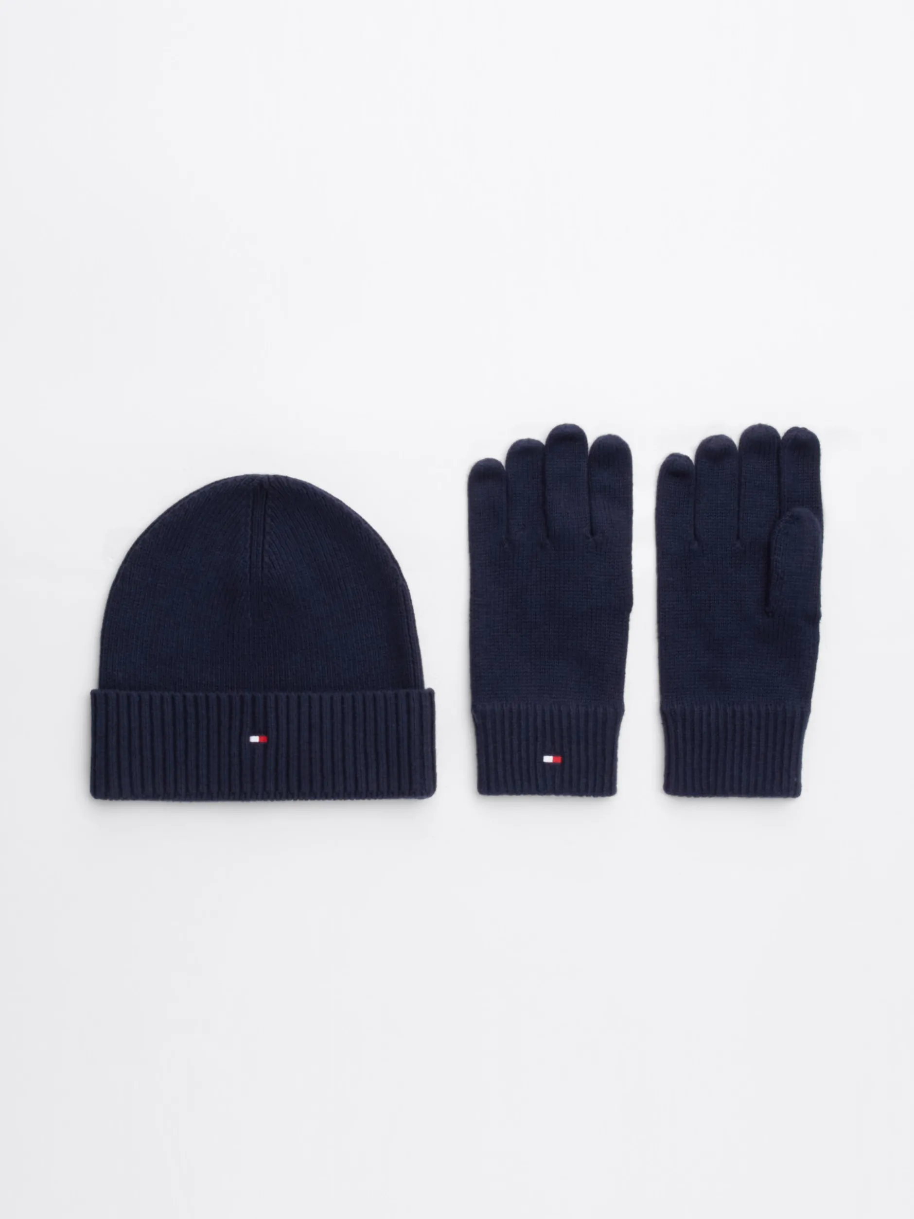 Czapki I Szaliki*Tommy Hilfiger Zestaw: Czapka Beanie I Rękawiczki Z Kaszmirem SPACE BLUE