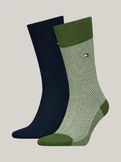 Skarpetki*Tommy Hilfiger Zestaw Dwóch Par Skarpetek Classics W Jodełkę GREEN/WHITE