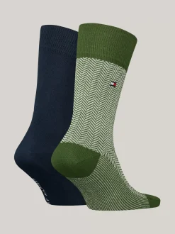 Skarpetki*Tommy Hilfiger Zestaw Dwóch Par Skarpetek Classics W Jodełkę GREEN/WHITE