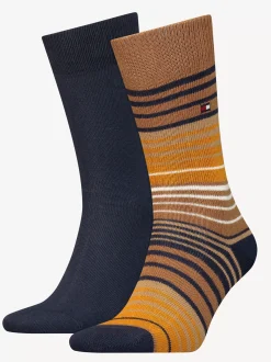 Skarpetki*Tommy Hilfiger Zestaw Dwóch Par Skarpetek Classics W Paski KHAKI