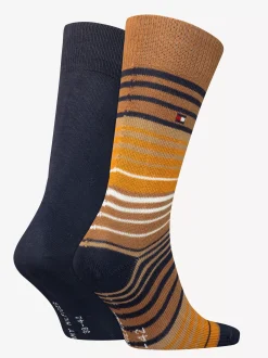 Skarpetki*Tommy Hilfiger Zestaw Dwóch Par Skarpetek Classics W Paski KHAKI