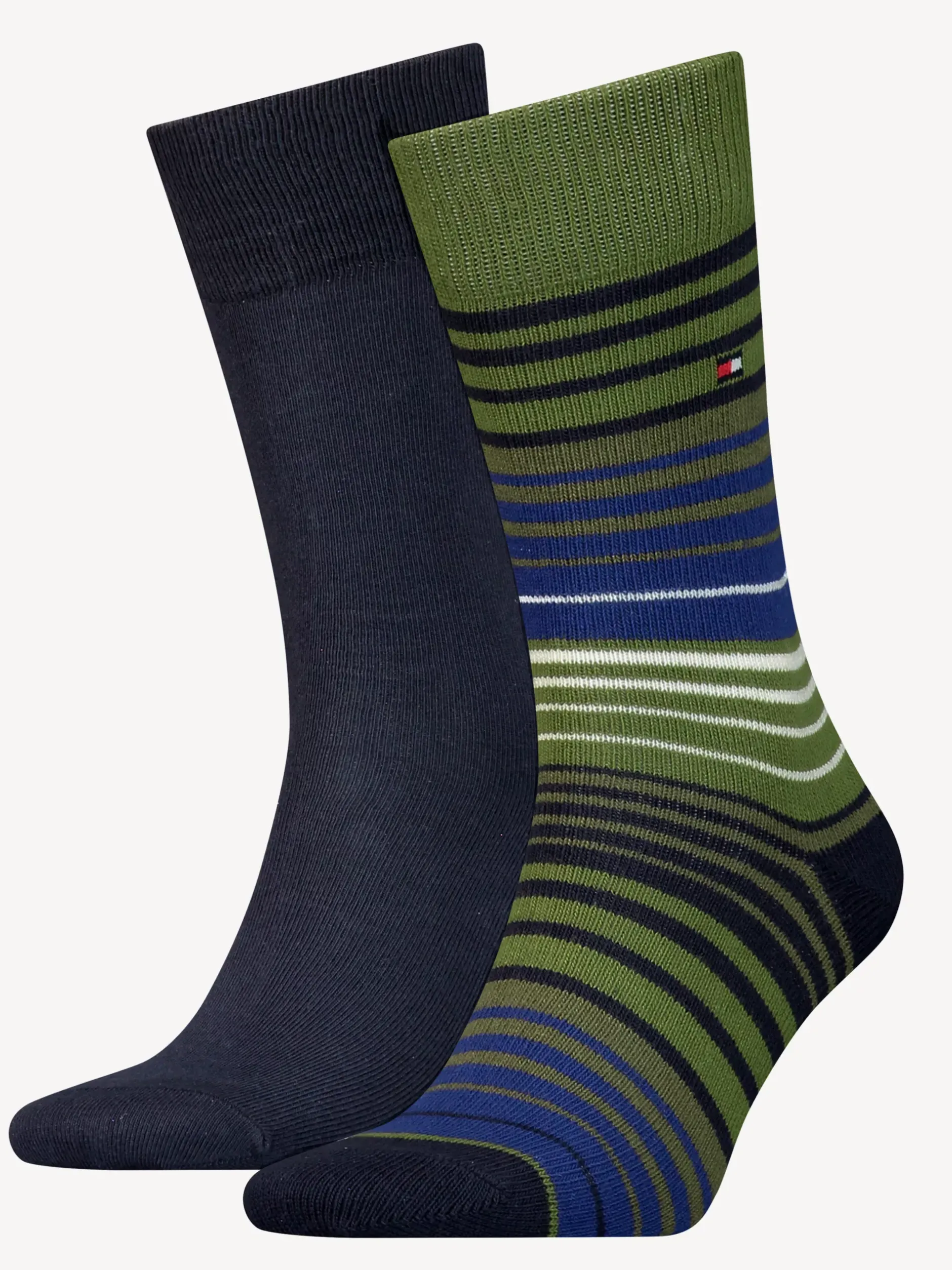 Skarpetki*Tommy Hilfiger Zestaw Dwóch Par Skarpetek Classics W Paski DARK GREEN COMBO