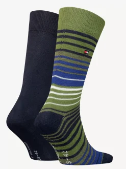 Skarpetki*Tommy Hilfiger Zestaw Dwóch Par Skarpetek Classics W Paski DARK GREEN COMBO