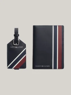 Portfele & Breloczki Do Kluczy*Tommy Hilfiger Zestaw: Etui Na Paszport I Zawieszka Na Bagaż SPACE BLUE