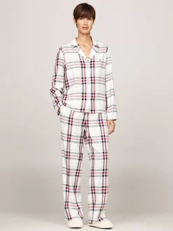 Piżamy & Odziez Nocna*Tommy Hilfiger Zestaw: Piżama I Klapki TH Original HERITAGE CHECK IVORY