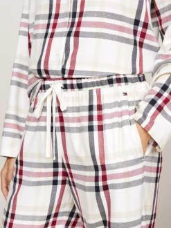 Piżamy & Odziez Nocna*Tommy Hilfiger Zestaw: Piżama I Klapki TH Original HERITAGE CHECK IVORY