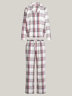 Piżamy & Odziez Nocna*Tommy Hilfiger Zestaw: Piżama I Klapki TH Original HERITAGE CHECK IVORY